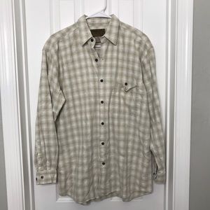 Utopia White / Cream Plaid Button Flannel Shirt